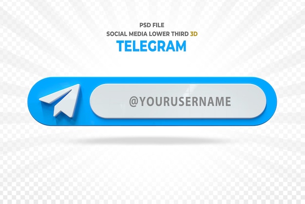 Telegram social media logos lower third banner 3d render styles