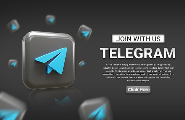 Telegram Szablon Marketingu Mediów Społecznościowych Baner Post Marketingowy W Mediach Społecznościowych Z Ikoną 3d