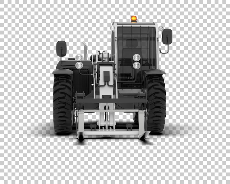 PSD telehandler isolated on background 3d rendering illustration