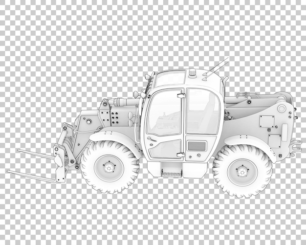 telehandler on transparent background 3d rendering illustration