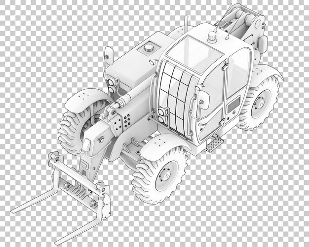 PSD telehandler on transparent background 3d rendering illustration