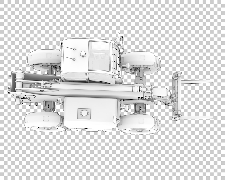 PSD telehandler on transparent background 3d rendering illustration