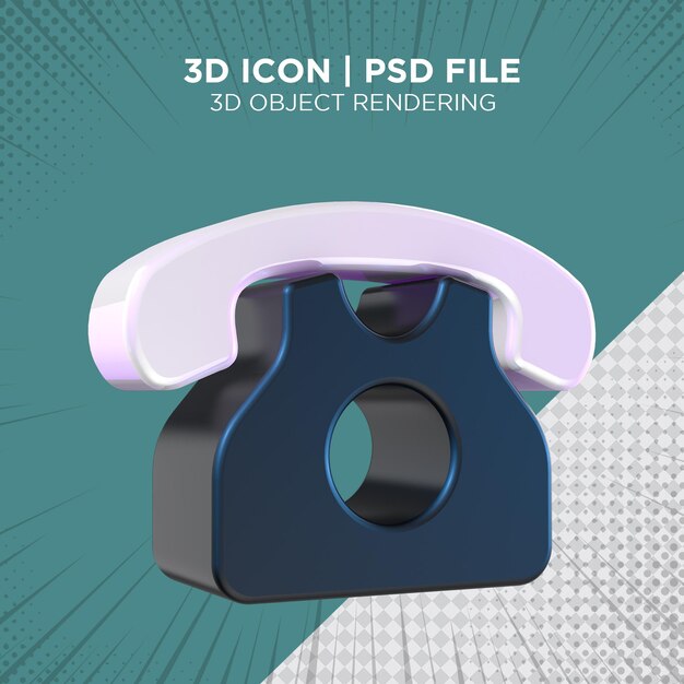 PSD telephone on table icon 3d symbols