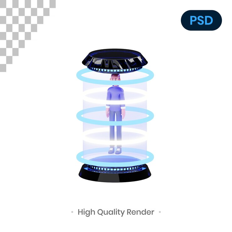 PSD teleport 3d render illustration premium psd