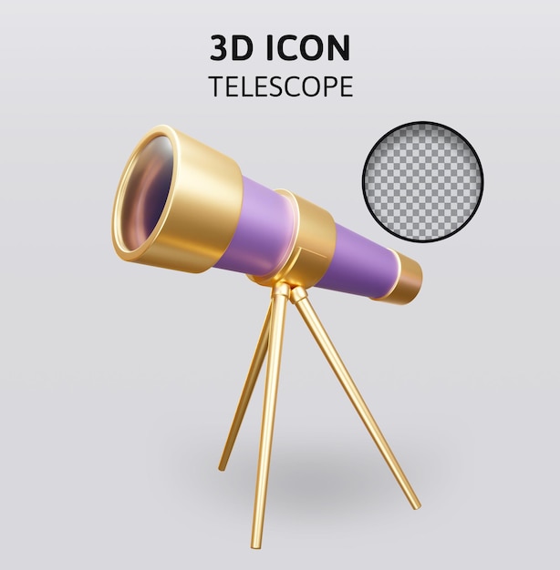 Telescoop 3d-rendering illustratie