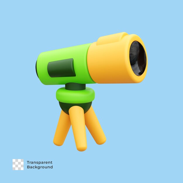 PSD telescope 3d render illustration icon