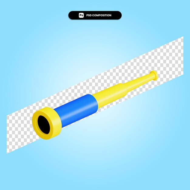 Telescope 3d render illustration isolated