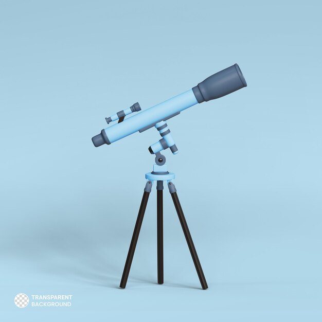 PSD icona del telescopio isolato rendering 3d illustrazione