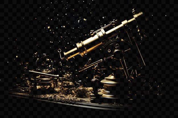 A telescope with a black background and a star on the bottom