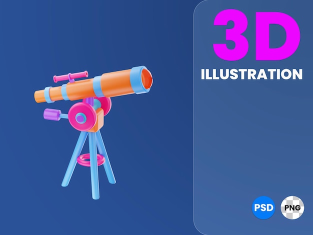 PSD teleskop renderowania ilustracji 3d
