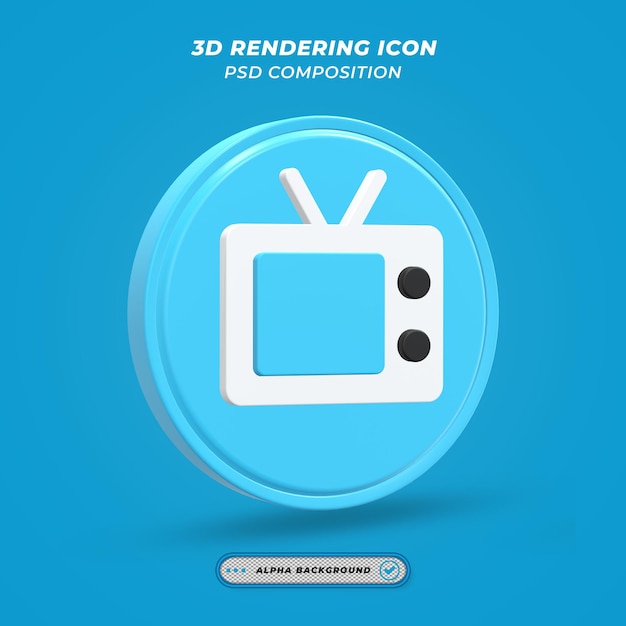 PSD icona della televisione nel rendering 3d