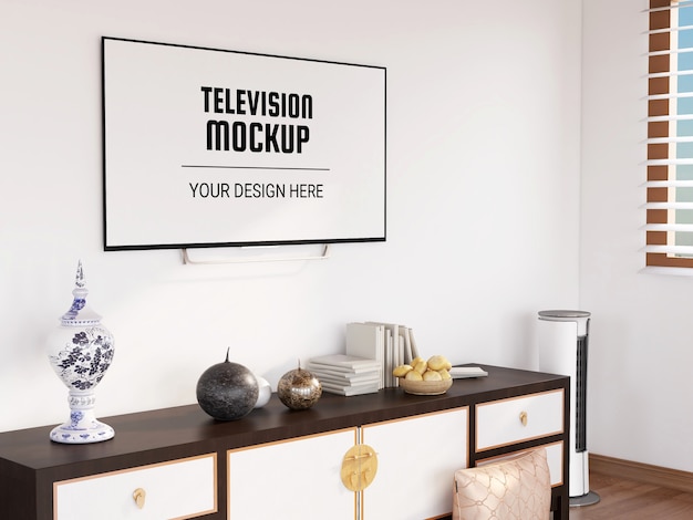 Mockup televisivo nel soggiorno