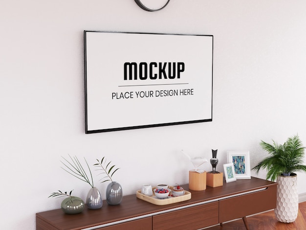 Mockup televisivo realistico nel soggiorno