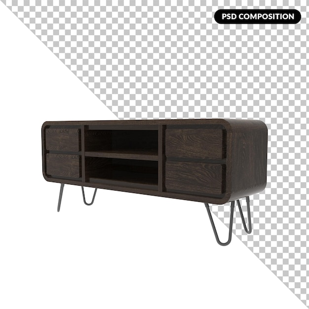 PSD television table isolated 3d rendering