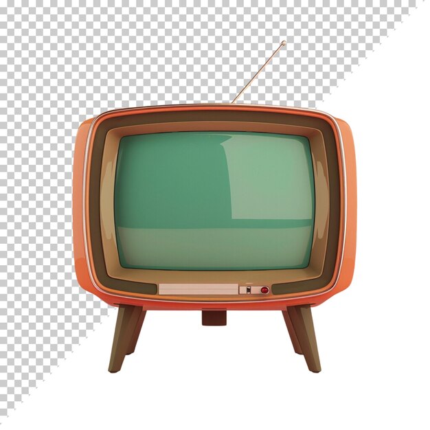 PSD television vintage old photorealistic crt tv television day on isolated background