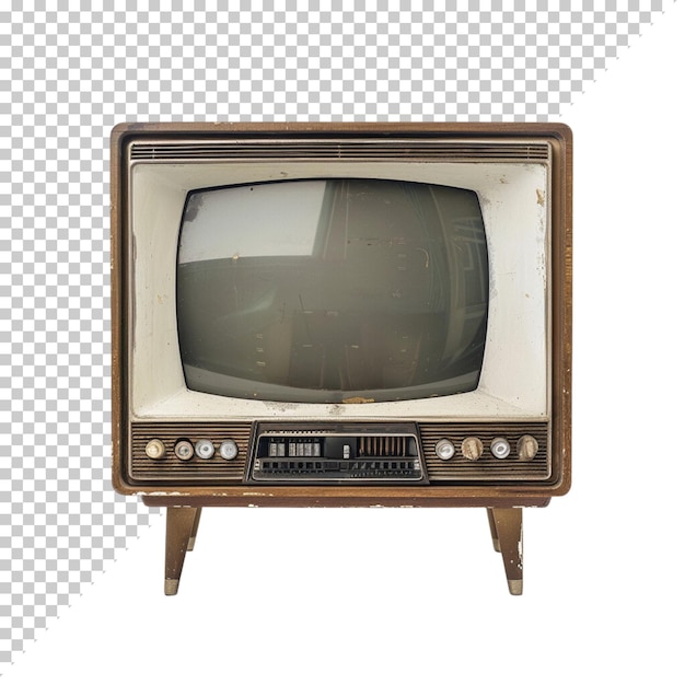 PSD television vintage old photorealistic crt tv television day on isolated background