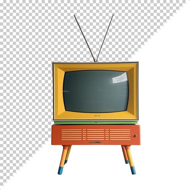 PSD television vintage old photorealistic crt tv television day on isolated background