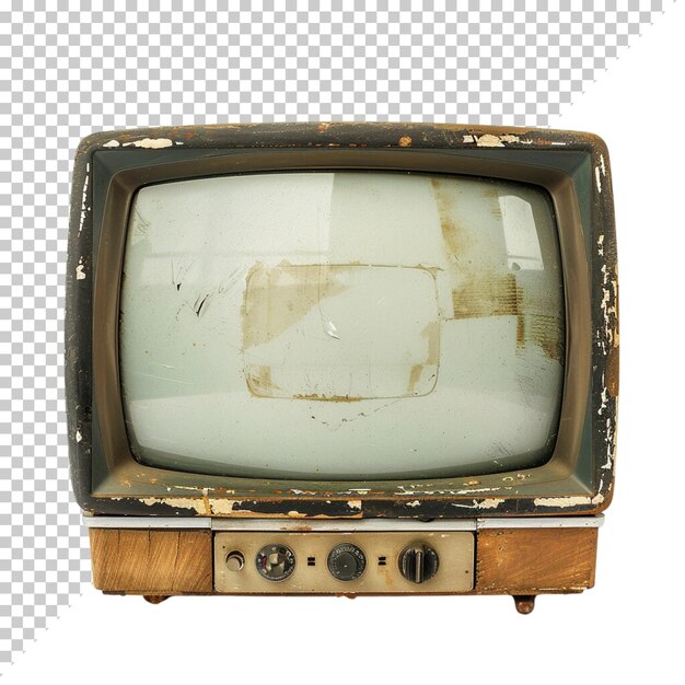 PSD telewizja vintage stara fotorealistyczna telewizja crt dzień telewizji na odosobnionym tle
