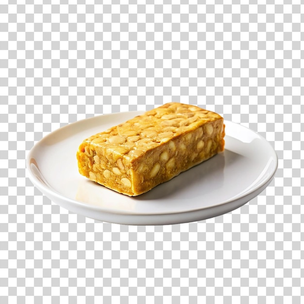 Tempeh on plate on transparent background