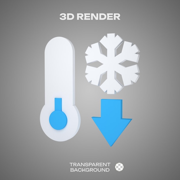 PSD iconica di rendering 3d della diminuzione della temperatura