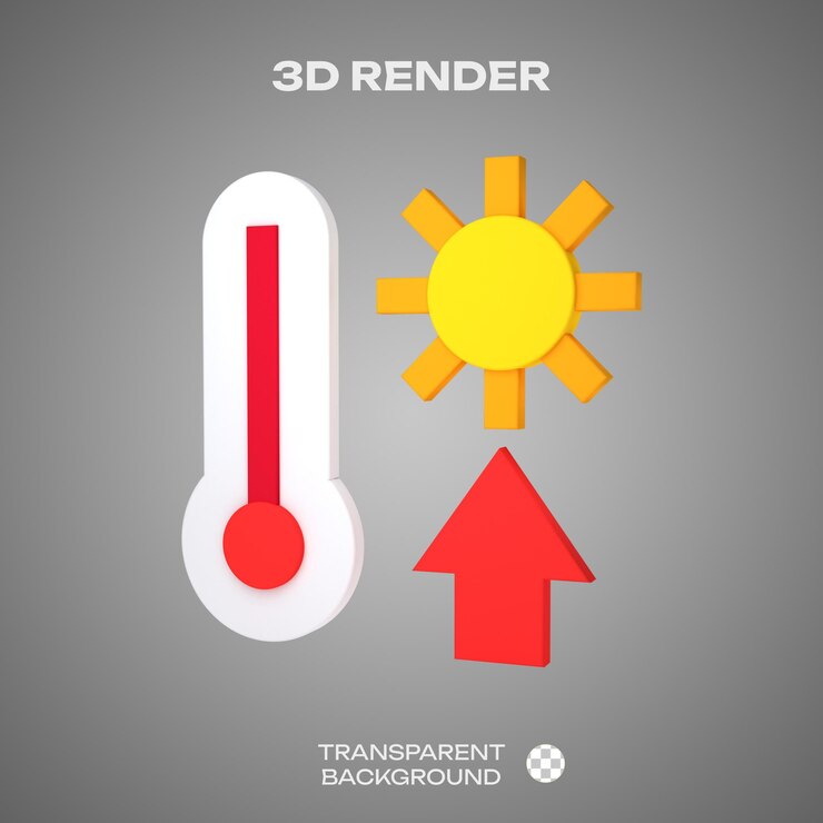 PSD 온도 증가 3d 렌더링 아이콘