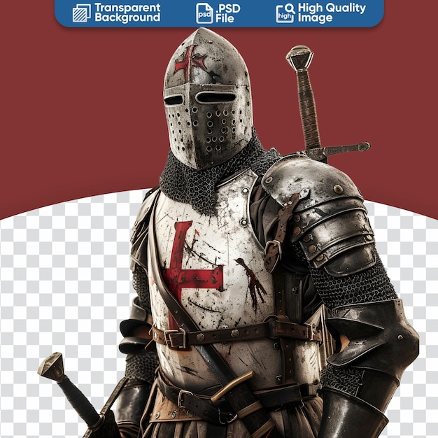 PSD templar knight in red cross armor crusader hd in medieval times