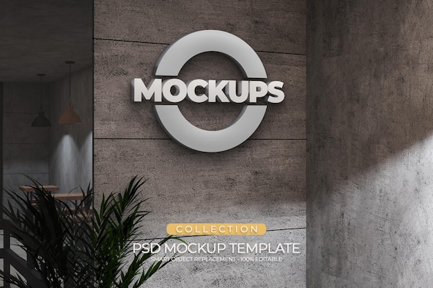 Template 3d logo mockups style acrilic emboss with industrial concept design