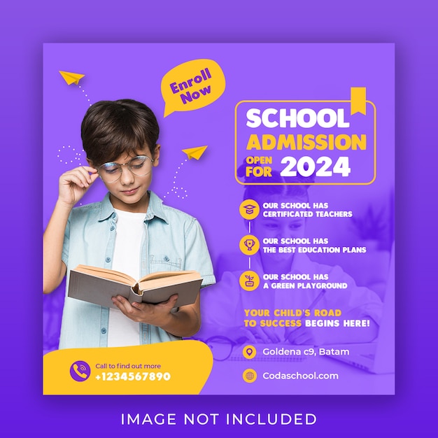 Template for back to school admission on social media