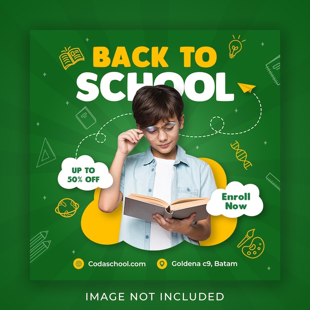 Template for back to school admission on social media