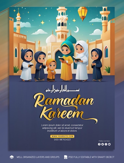 PSD template banner and flyer ramadan kareem의 소셜 미디어 게시물