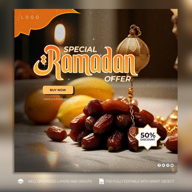 PSD template banner and flyer ramadan kareem의 소셜 미디어 게시물