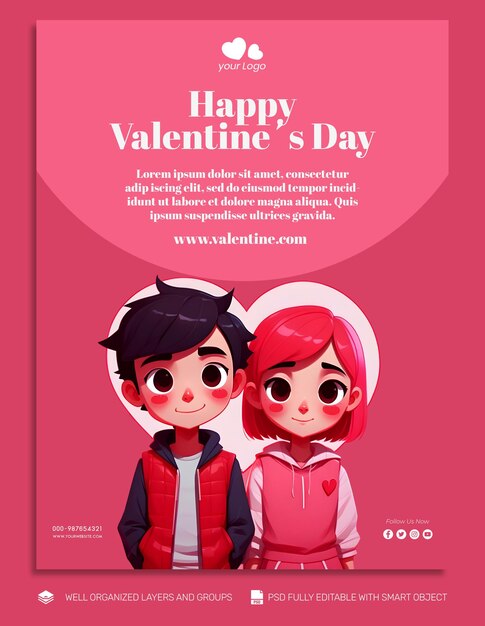 PSD template banner and flyer 발렌타인 데이 소셜 미디어 게시물