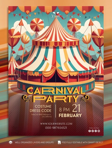 Template banner and flyer carniva mask social media post