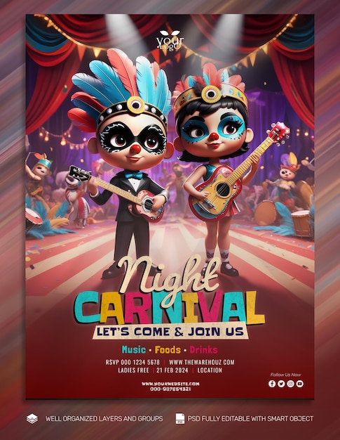 Template banner and flyer carniva mask social media post