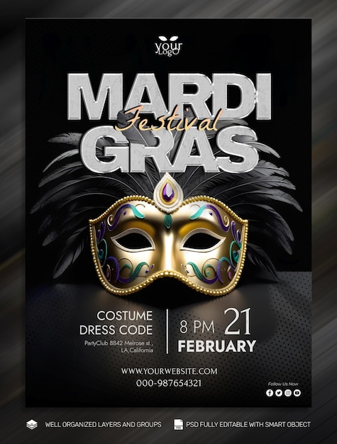 TEMPLATE Banner and Flyer Carniva Mask social media post