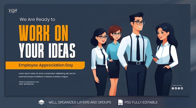 PSD template banner and flyer employee appreciation day social media post