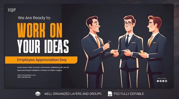 PSD template banner and flyer employee appreciation day social media post