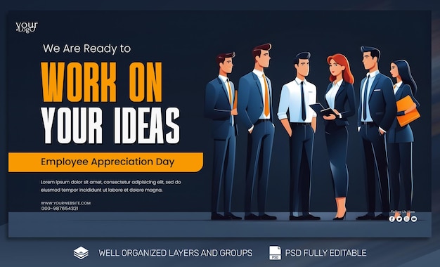 PSD template banner and flyer employee appreciation day social media post