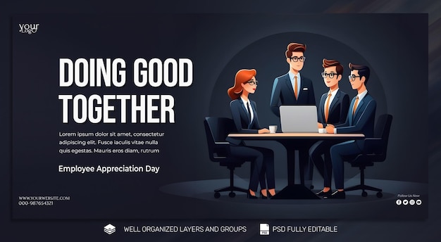 PSD template banner and flyer employee appreciation day social media post