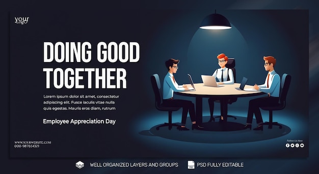 PSD template banner and flyer employee appreciation day social media post