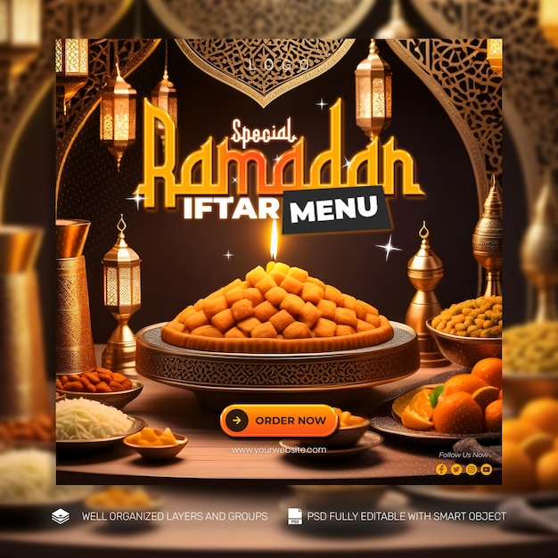 PSD template banner and flyer ramadan kareem social media post