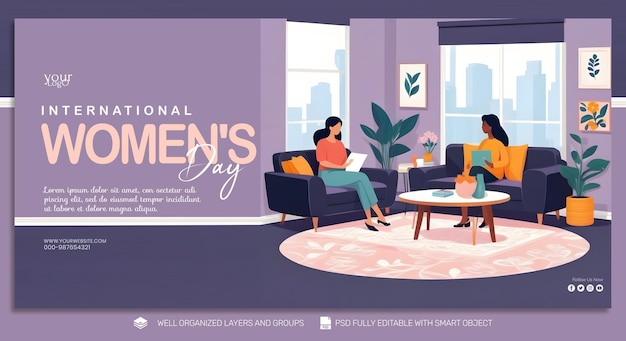 PSD template banner and flyer womens day social media post