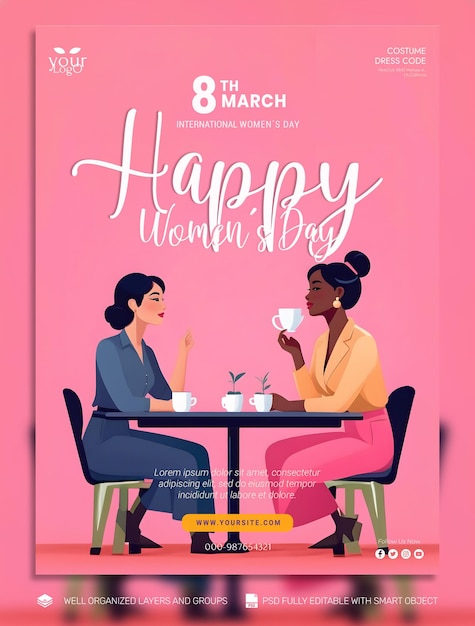 PSD template banner and flyer womens day social media post