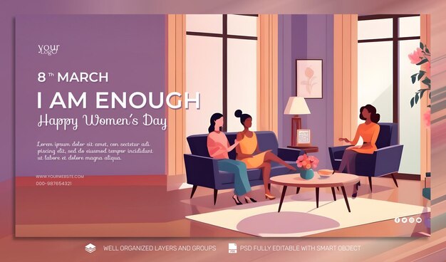 PSD template banner and flyer womens day social media post