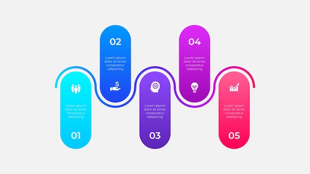 template for business presentation infographic design illustration with 5 options process diagram