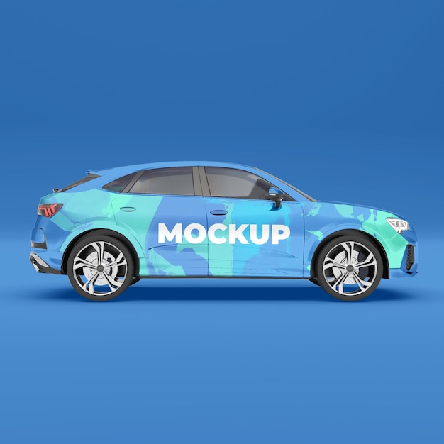 PSD mockup di adesivi per veicoli per auto modello