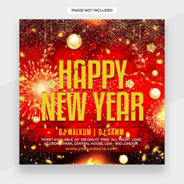 Template concept for realistic colorful happy new year .use for new year banner, poster, cover