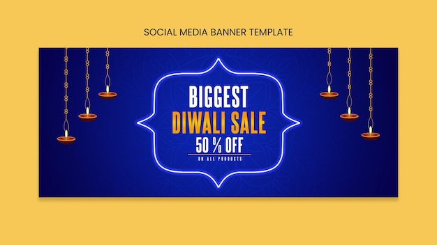 Template Design of Diwali Biggest Sale Offer Banner