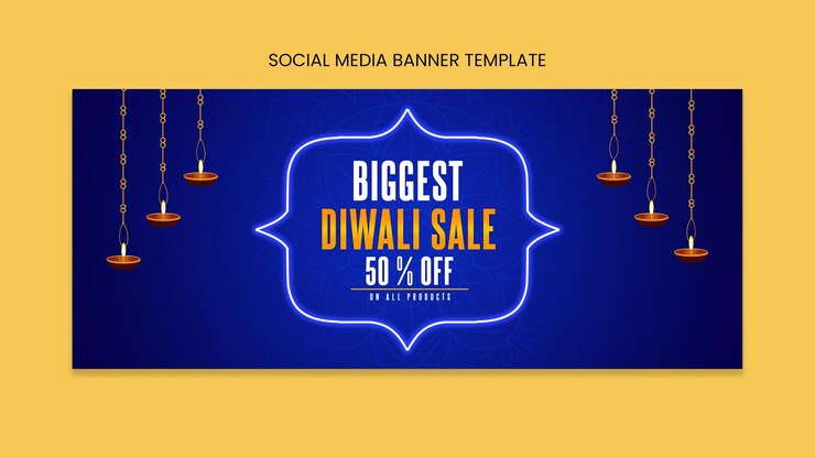PSD template design of diwali biggest sale offer banner