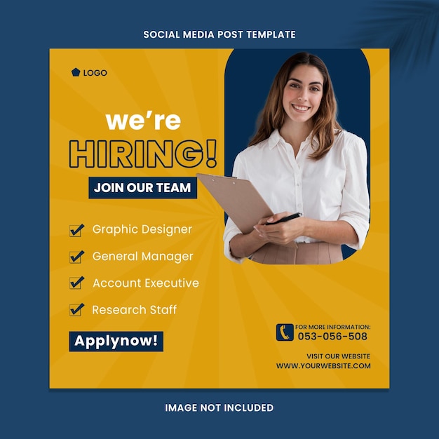 Template Design We Are Hiring Job Social Media Post Banner